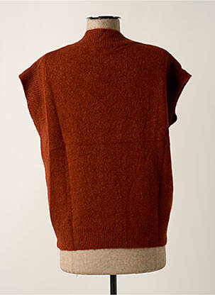 Pull tissage chiné manches courtes marron SIGNE NATURE femme
