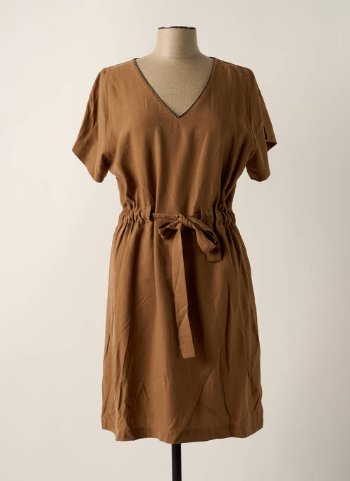 Robe mi-longue marron LA FEE MARABOUTEE pour femme