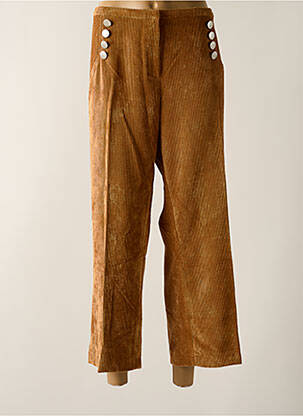 Pantalon 7/8 fermeture zippée sous rabat avec crochet marron SIGNE NATURE femme