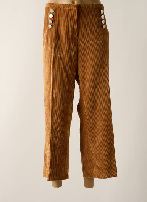 Pantalon 7/8 fermeture zippée sous rabat avec crochet marron SIGNE NATURE femme