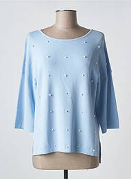 Pull stretch manches 3/4 bleu CHRISTINA femme