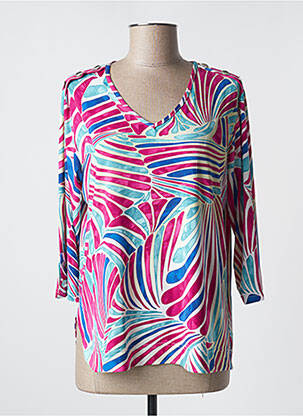 T-shirt col v manches 3/4 rose NIKI PARIS femme