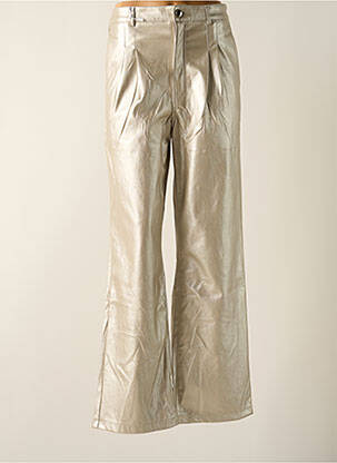Pantalon large fermeture zippée sous rabat boutonné taille haute argent QUEEN HEARTS femme