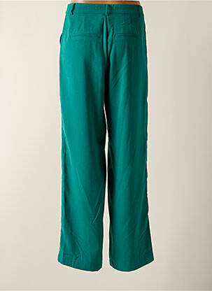 Pantalon droit fermeture zippée sous rabat avec crochet taille haute vert CREAM femme