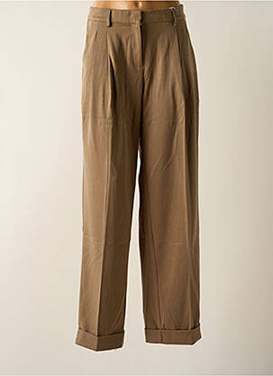 Pantalon droit coupe carotte taille haute marron ONLY femme