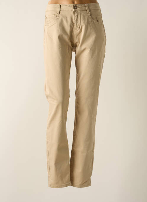 Pantalon slim tissage popeline taille normale beige CREAM femme