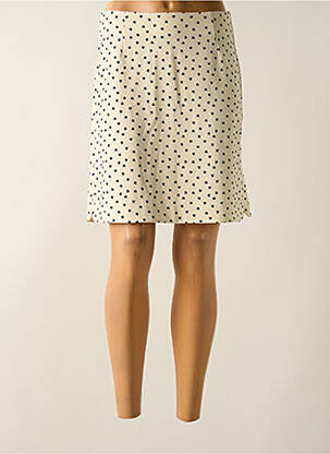 Jupe courte coupe droite beige ICHI femme