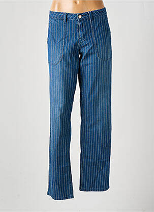Pantalon droit fermeture zippée sous rabat boutonné taille normale bleu CREAM femme