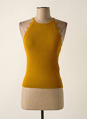 Pull stretch sans manche jaune AWARE femme