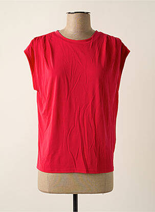 T-shirt coupe droite manches courtes rouge ICHI femme