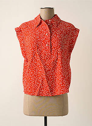 Blouse imprimé fantaisie manches courtes orange PIECES femme