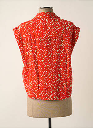 Blouse imprimé fantaisie manches courtes orange PIECES femme