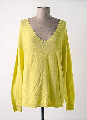 Pull col v manches longues jaune CREAM femme