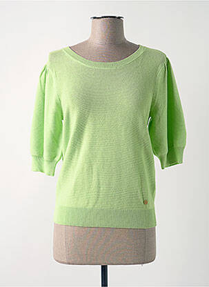Pull stretch manches courtes vert CREAM femme