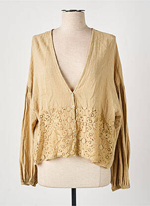 Chemisier coupe droite manches longues beige LOKITA femme