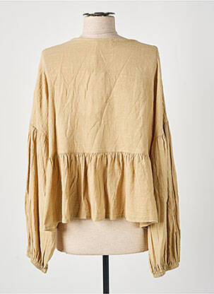 Chemisier coupe droite manches longues beige LOKITA femme