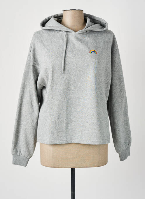 Sweat-shirt à capuche gris PIECES pour femme