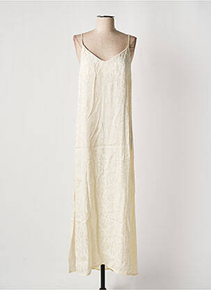 Robe longue manches dos nu fines bretelles beige GRACE & MILA femme