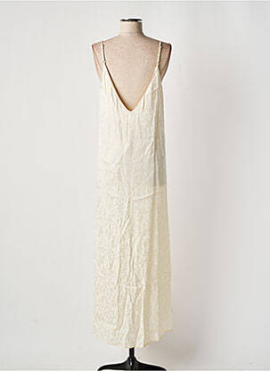 Robe longue manches dos nu fines bretelles beige GRACE & MILA femme