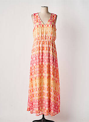 Robe longue imprimé fantaisie sans manche orange VERO MODA femme