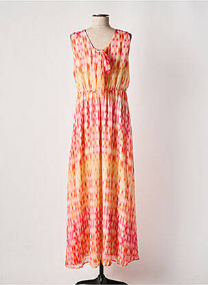 Robe longue imprimé fantaisie sans manche orange VERO MODA femme