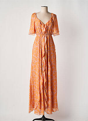 Robe longue manches courtes manches courtes orange RELISH femme