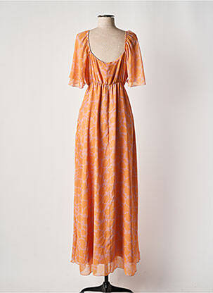 Robe longue manches courtes manches courtes orange RELISH femme