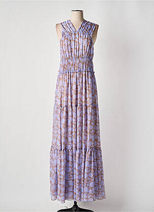 Robe longue imprimé fleurs sans manche violet RELISH femme