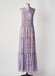 Robe longue imprimé fleurs sans manche violet RELISH femme