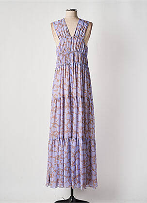 Robe longue imprimé fleurs sans manche violet RELISH femme