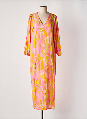 Robe longue manches longues manches longues rose GRACE & MILA femme