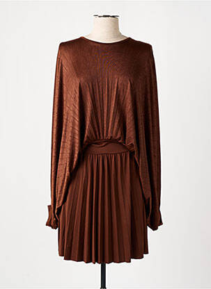 Robe mi-longue manches 3/4 manches 3/4 marron RELISH femme