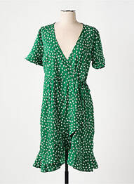 Robe mi-longue imprimé fleurs manches courtes vert ONLY femme