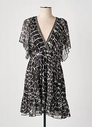 Robe courte fermeture zippée au dos manches courtes noir RELISH femme
