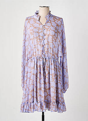 Robe mi-longue imprimé fleurs manches longues violet RELISH femme