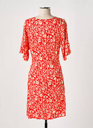 Robe mi-longue imprimé fleurs manches courtes rouge FREEMAN T.PORTER femme