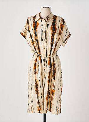 Robe mi-longue manches courtes manches courtes beige LA PETITE FRANCAISE femme