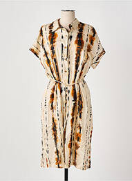 Robe mi-longue manches courtes manches courtes beige LA PETITE FRANCAISE femme