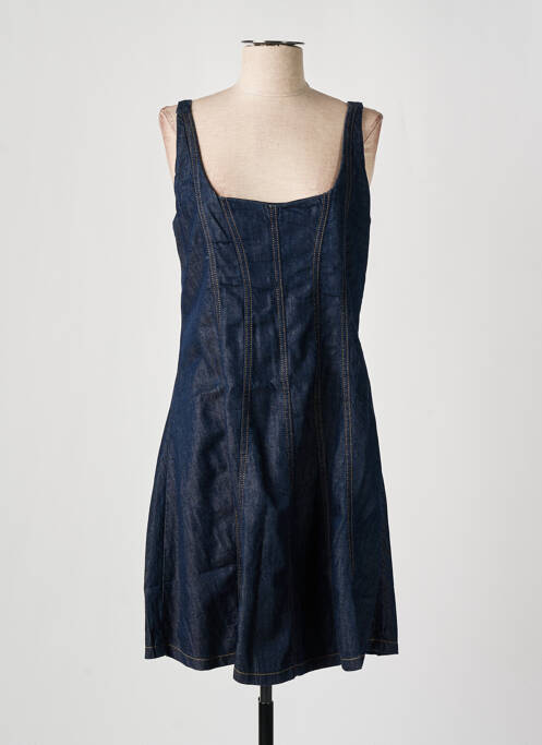 Robe mi-longue fermeture zippée au dos fines bretelles bleu LTB femme