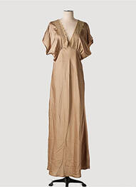 Robe longue coupe évasée manches courtes marron RELISH femme
