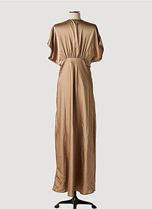 Robe longue coupe évasée manches courtes marron RELISH femme