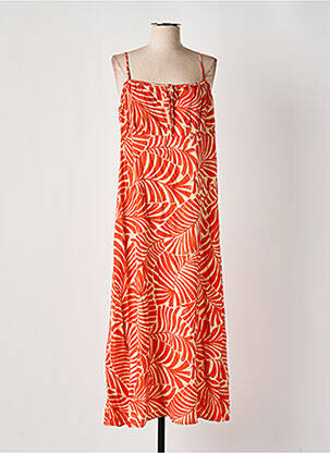 Robe longue manches bretelles ajustables fines bretelles orange ONLY femme