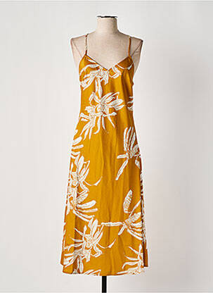 Robe longue coupe fluide fines bretelles jaune AWARE femme