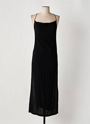 Robe longue tissage crêpe fines bretelles noir KARMA KOMA femme