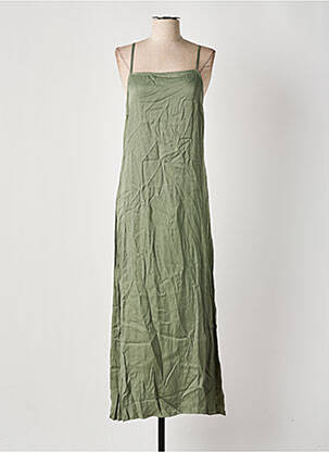 Robe longue manches bretelles ajustables fines bretelles vert PIECES femme