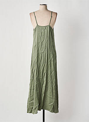 Robe longue manches bretelles ajustables fines bretelles vert PIECES femme