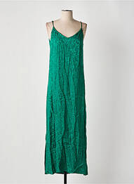 Robe longue coupe fluide fines bretelles vert GRACE & MILA femme
