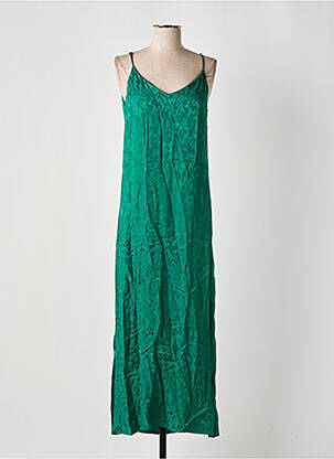 Robe longue coupe fluide fines bretelles vert GRACE & MILA femme
