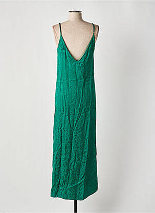 Robe longue manches dos nu fines bretelles vert GRACE & MILA femme