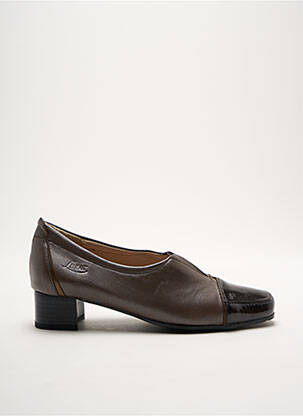 Escarpins tissage vernis talon plat jusqu'à 3cm marron LUXAT femme